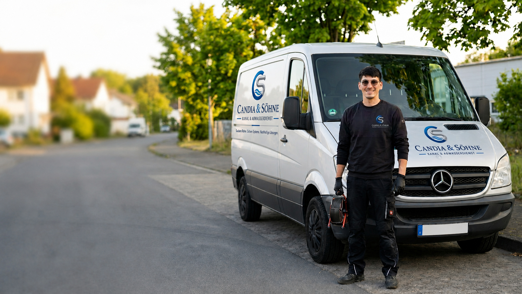 Candia & Söhne Service-Team vor dem Firmenwagen